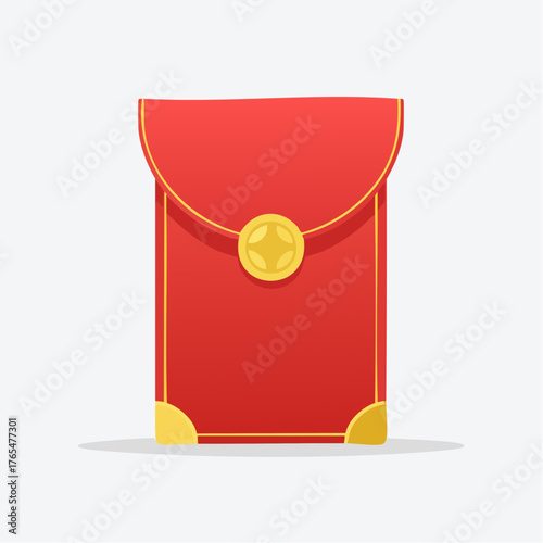 Icône vectorielle minimaliste d’enveloppe or et rouge asiatique