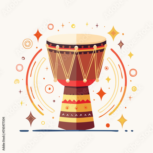 Tambour africain stylisé isolé en design plat