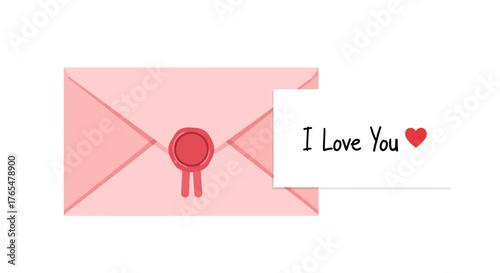 Romantic Love Letter Illustration with Heartfelt Message – Expressing Deep Affection and Emotion Through Correspondence