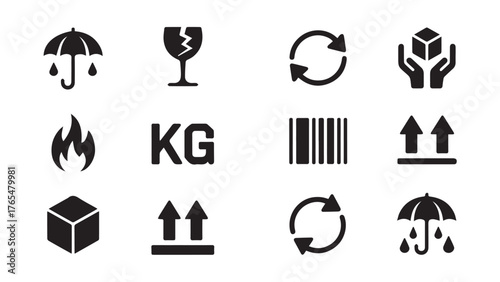 Collection of shipping and packaging icons for logistics and delivery