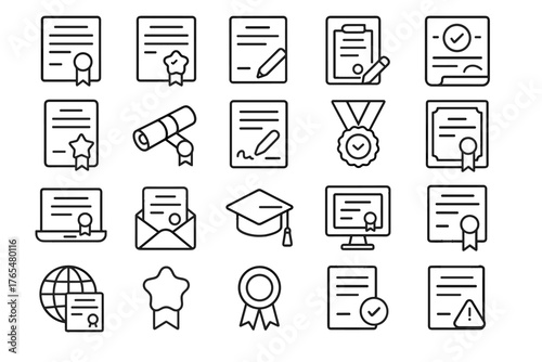 Set of educational icons on a transparent background  