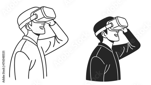 Virtual Reality Headset User – Metaverse Gaming and AR/VR Technology Vector