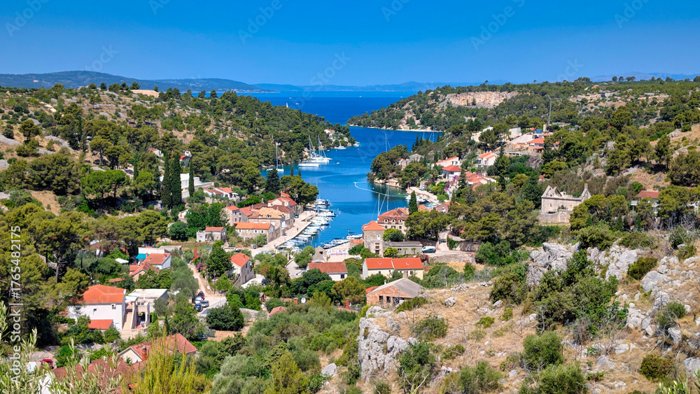 Fototapeta premium Bobovišća na Moru, Island of Brač, Central Dalmatia, Croatia, Scenic Adriatic Coastal Village