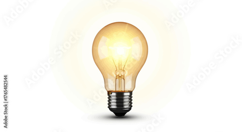 Glowing Incandescent Light Bulb with Warm Amber Hue
