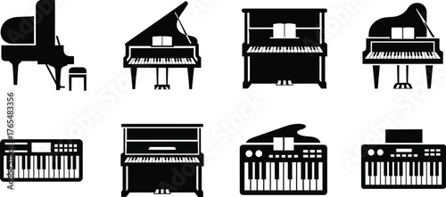 Stylized piano keys musical instrument 
