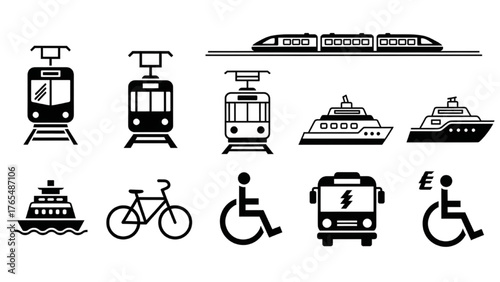 Icons representing different modes of public and private transportation