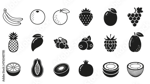 Collection of Fruits Icons Set Vector