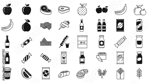 Assorted Food and Drink Icons for Culinary and Beverage Related Designs
