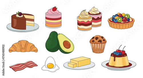 Delicious Assortment of Sweet and Savory Breakfast and Dessert Items.