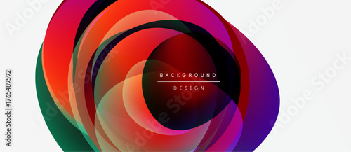 Abstract colorful layers create circular design. Vibrant hues blend, forming dynamic visual impact. Modern aesthetic, suitable backgrounds.