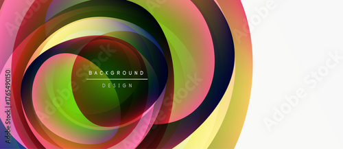 Abstract colorful layers create dynamic circular design. Modern background with vibrant hues, gradients, smooth transitions.