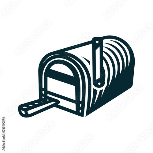 Coral Newspaper Box on Salmon Background Illustration A coral newspaper box sits closed on a salmon background