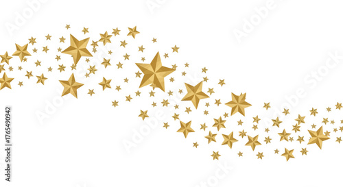 Golden Stars Wave Elegant Festive Decorative Design for Celebrations and Design Elements
