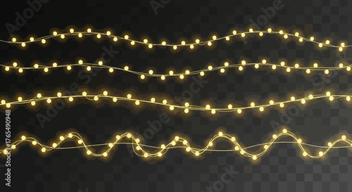 Festive Illumination Glowing String Lights for Celebratory Designs and Backgrounds
