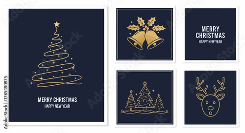 Elegant Christmas and New Year Designs with Gold Accents