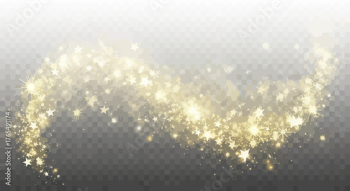 Twinkling Gold Dust Stream A Trail of Sparkling Stars on Transparent Background