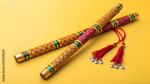 Traditional indian dandiya sticks for festive garba dance celebrations and cultural events