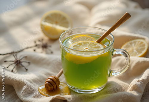 Hot Green Tea with Lemon and Honey for Winter Wellness