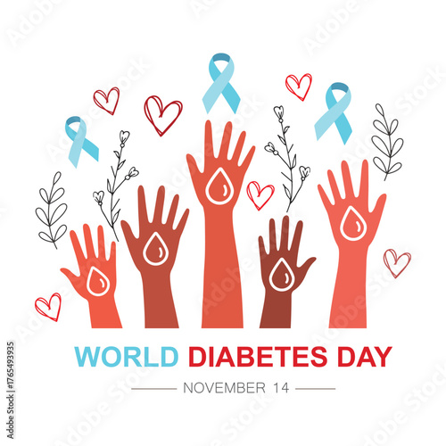 World Diabetes Day 14th November, vector, icon.