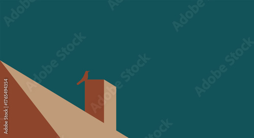 Minimal Bird Silhouette on Chimney