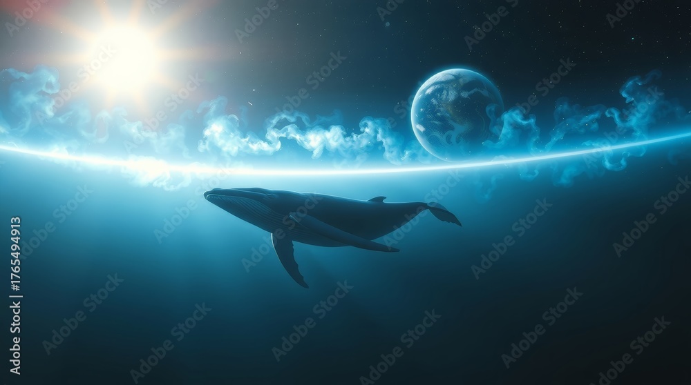 Fototapeta premium Galactic Whales Humpbacks Soaring Through Cosmic Nebula_18