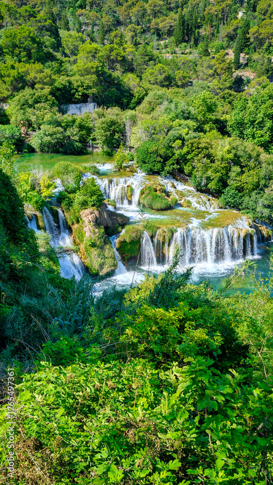 Fototapeta premium Krka National Park Waterfalls, Central Dalmatia, Croatia, Scenic River and Nature