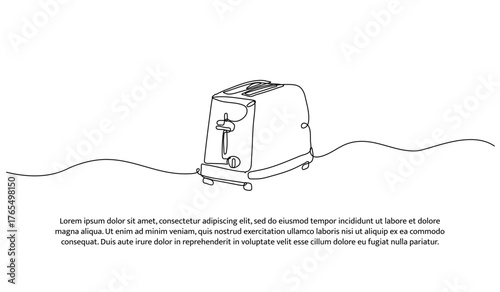 One line of toasters. Abstract minimal continuous line isolated on white background.