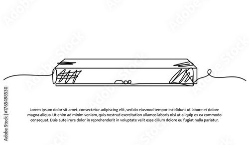One line of sound bar box. Abstract minimal continuous line isolated on white background.