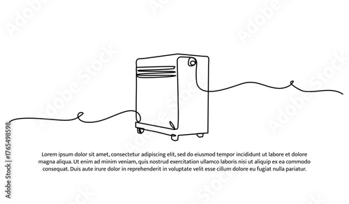 One line of uninterruptible power supply. Abstract minimal continuous line isolated on white background.
