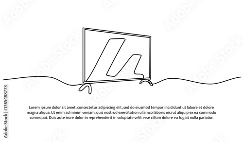 One line of television. Abstract minimal continuous line isolated on white background.