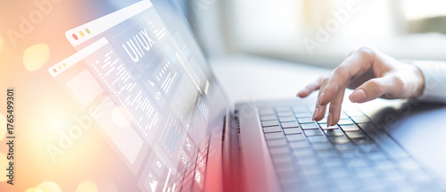 UI UX Design and User Interface Development Displayed on a Virtual Workspace.