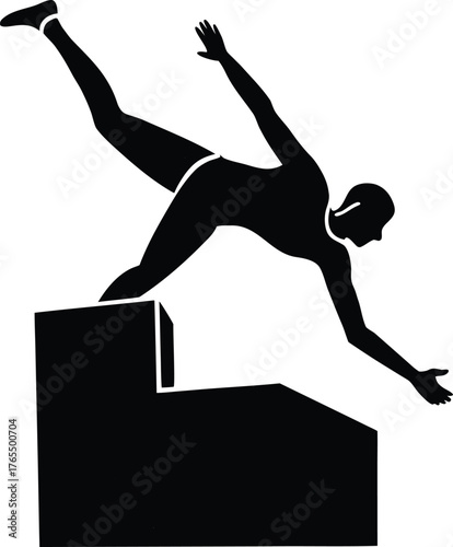 Black Silhouette of a Person Falling from Steps stumble