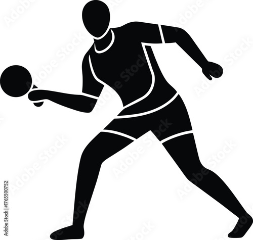 Black Silhouette of a Table Tennis Player ping pong