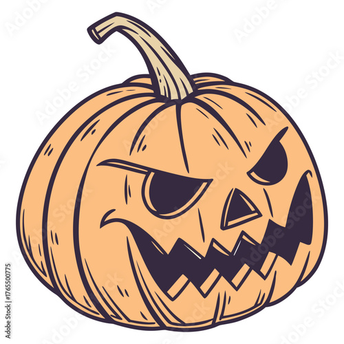 cartoon,halloween, pumpkin, jack-o'-lantern, orange, carving, spooky, eerie, illustration, digital art
