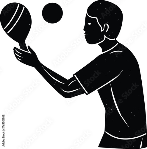 Silhouette of a Man Playing Table Tennis ping pong