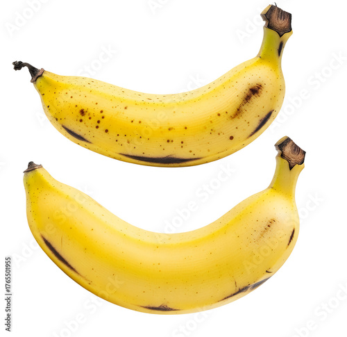 Single Thai banana fruit with realistic texture, transparent