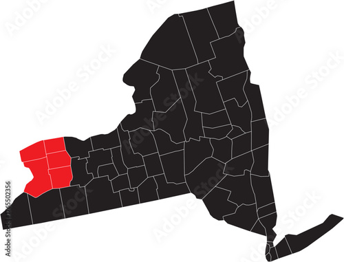 Greater Niagara Region on New York State Map Silhouette