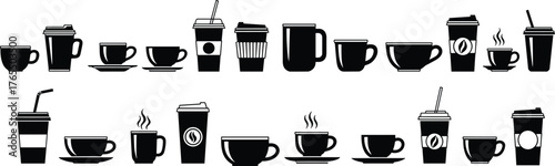 Collection of Coffee Cups and Mugs Silhouettes