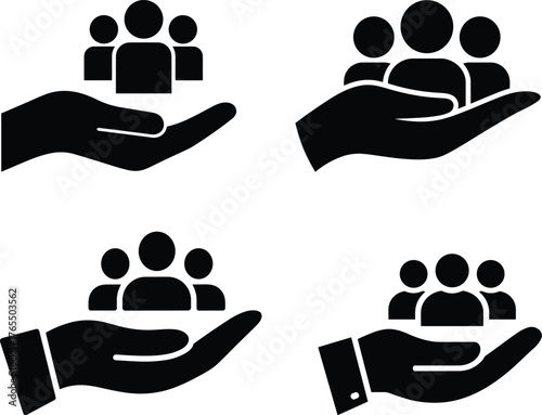 People Group Care Icon Human Resources Customer Social Insurance Support Protection Service Vector