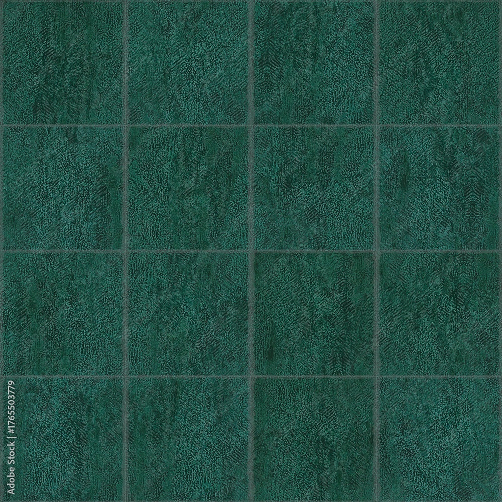 Fototapeta premium Dark green textured tiles arranged in a grid pattern