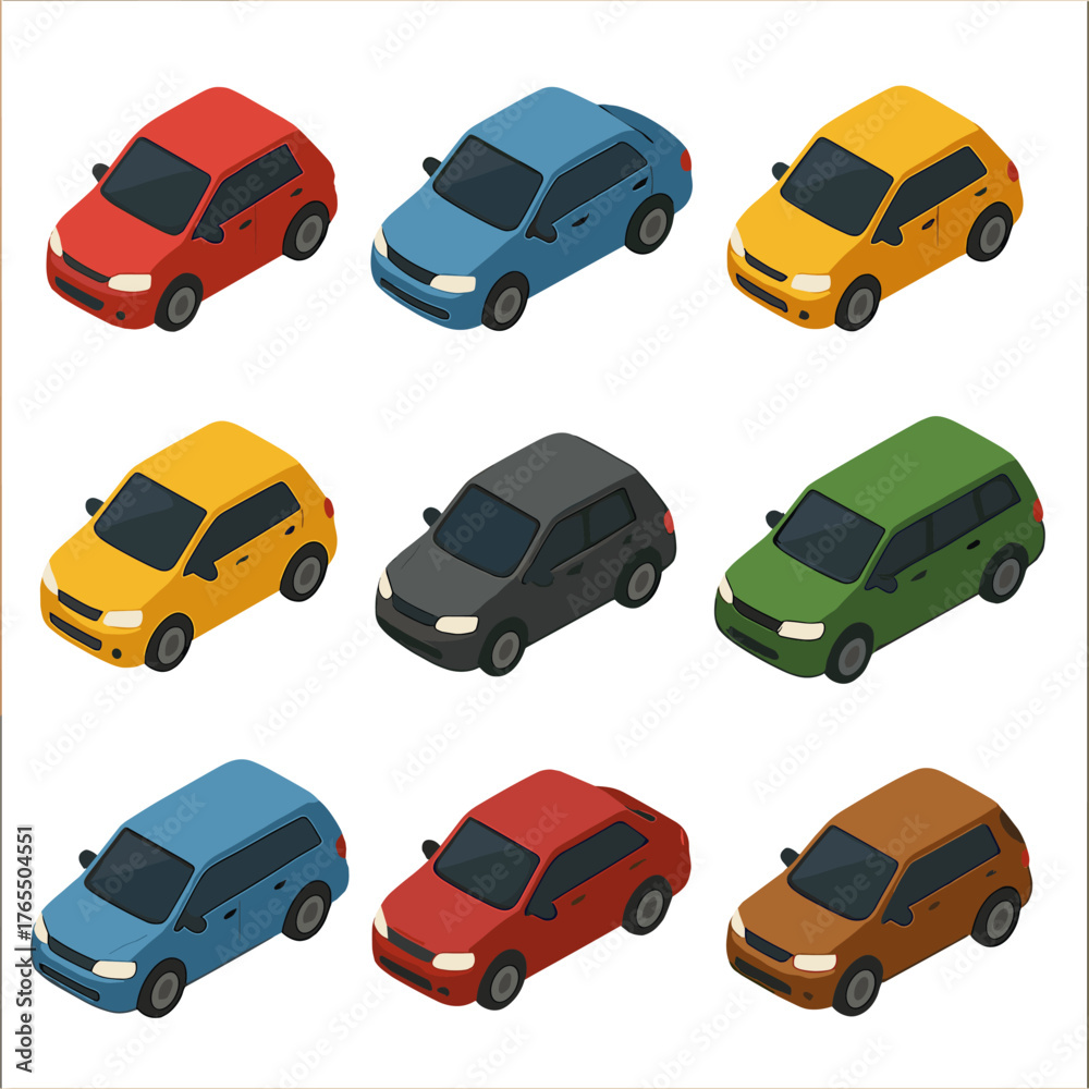 Fototapeta premium Isometric cars icon. Transport symbol.