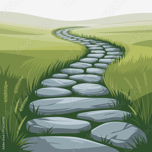 Morning golf course with green grass and scenic landscape