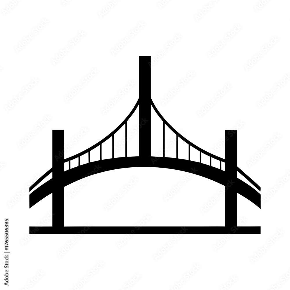 Obraz premium Simple bridge side view silhouette vector clean construction architecture structure icon design