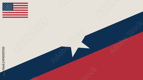 A graphic design with an american flag and a star on a background with red white and blue colors