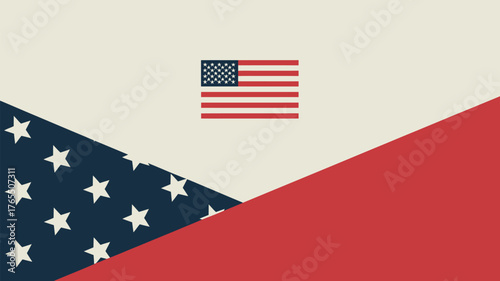 A stylized american flag design with stars stripes and patriotic colors in a geometric arrangement