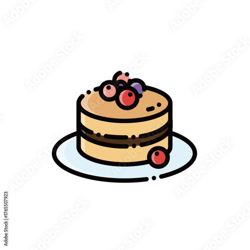 This image features a berry soufflé cake, elegant and sweet. Ideal for food or festive designs, with scalable vectors.