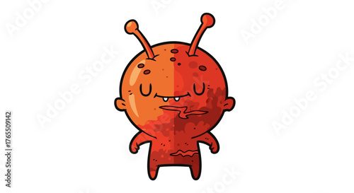 Cartoon orange alien with antennae and spots