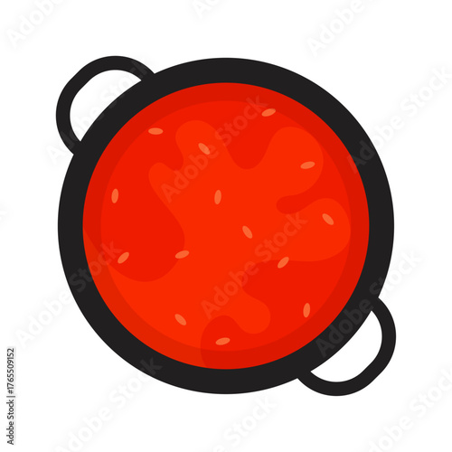 tomato sauce in a pan flat vector illustration