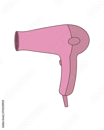 Pink electric hair dryer appliance isolated on a white background for beauty and style