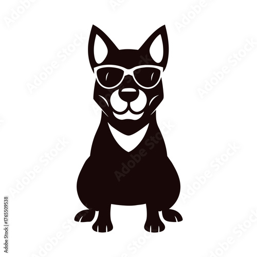 Stylish dog mascot face wearing sunglasses vector art